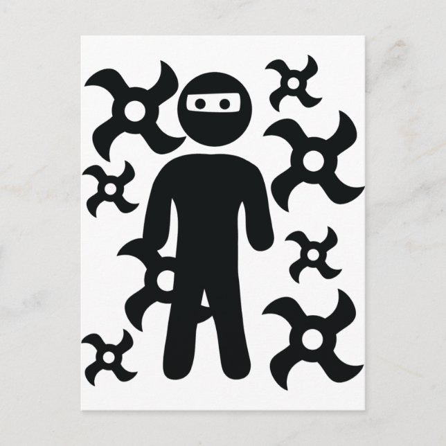 Postal ninja con icono de estrellas de vuelo (Anverso)