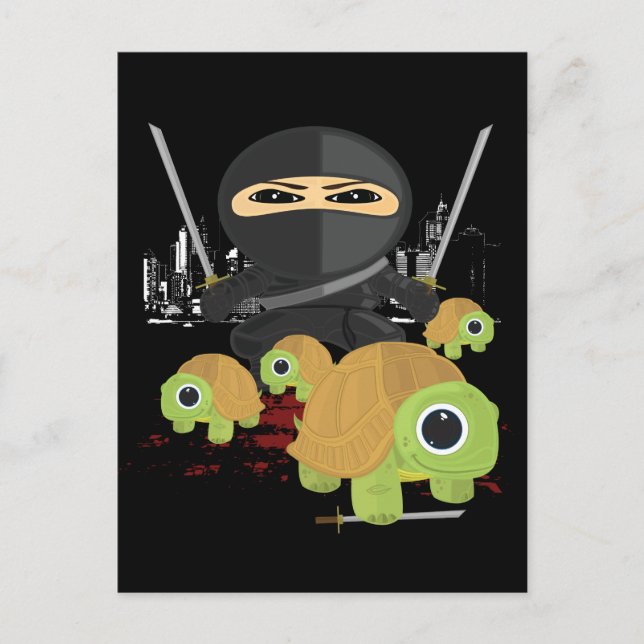 Postal Ninja con las tortugas (Anverso)