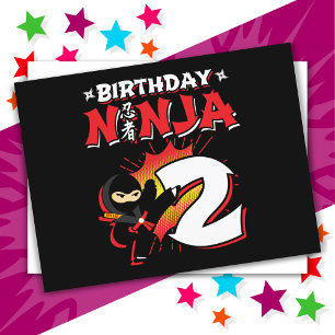 Postal Ninja de estilo de cómic de 2 años Cumpleaños núme