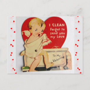 Postal Niño Adorable toma el baño vintage Valentine