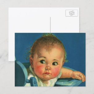 Postal Niño Antiguo, Bebé Lindo Niño o Niña en Silla Alta