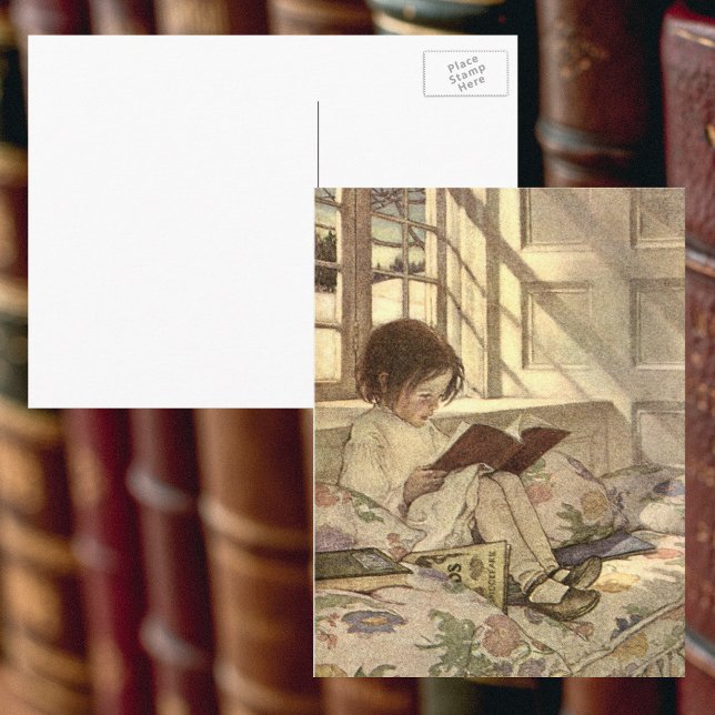 Postal Niño Antiguo Leyendo un Libro, Jessie Willcox Smit (Subido por el creador)