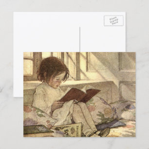 Postal Niño Antiguo Leyendo un Libro, Jessie Willcox Smit