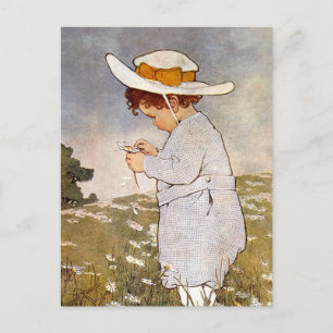 Postal Niño Antiguo Recogiendo Margaritas Bessie Pease Gu