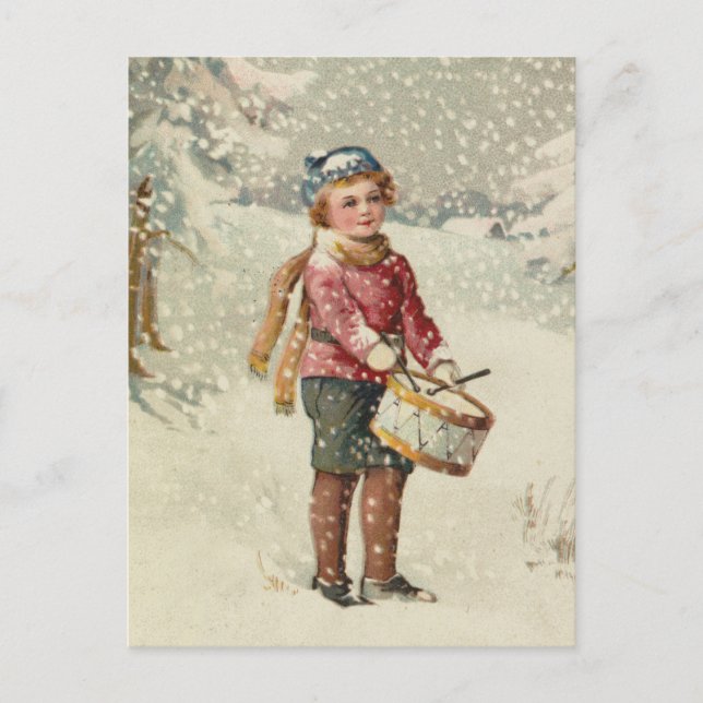 Postal Niño Baterista | Navidad Vintage (Anverso)