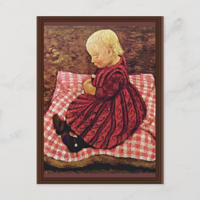 Postal Niño Bauer Con Pilares Rojos De Modersohn-Be (Anverso)