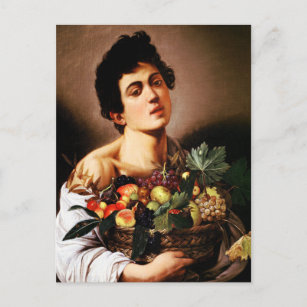 Postal Niño Caravaggio con cesta de fruta