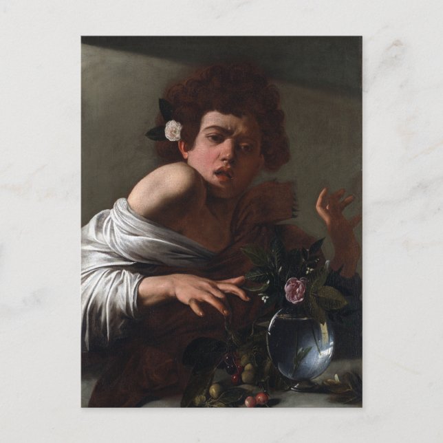 Postal Niño caravaggio mordido por un lagarto (Anverso)