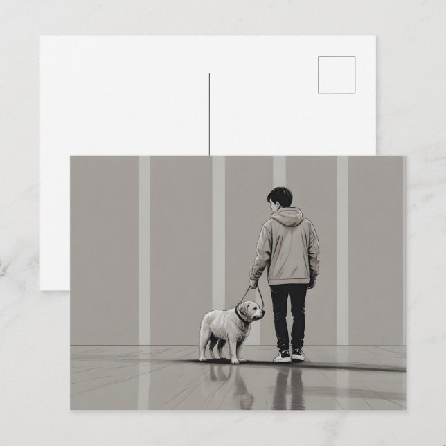 Postal Niño con arte de perro (Anverso / Reverso)