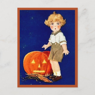 Postal Niño con calabaza - Halloween vintage