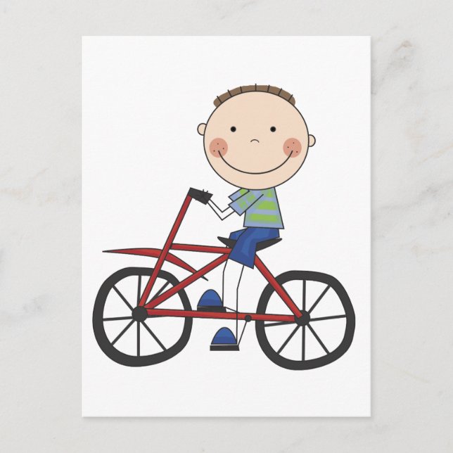 Postal Niño con camisetas y regalos para bicicletas (Anverso)