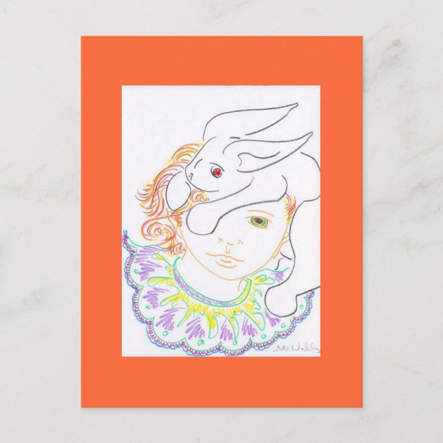 Postal Niño con conejo (Anverso)