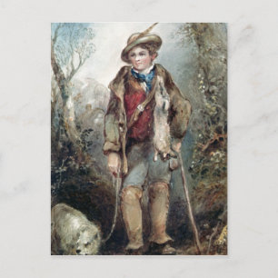 Postal Niño con conejos