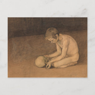 Postal Niño con cráneo (por Magnus Enckell)