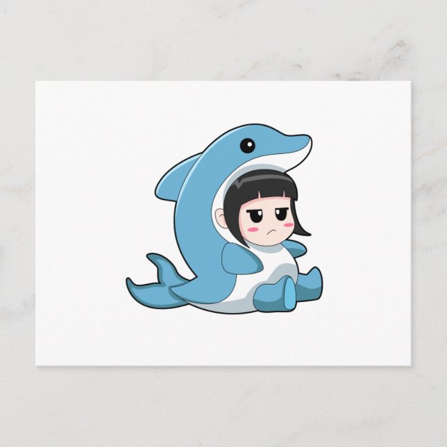Postal Niño con disfraz de delfín (Anverso)
