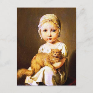 Postal Niño con gato