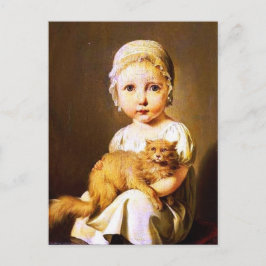 Postal Niño con gato
