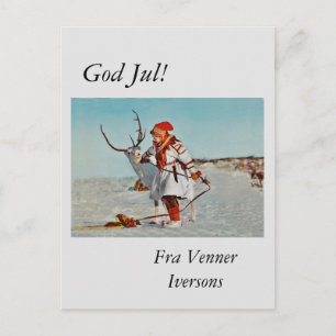 Postal Niño con reno