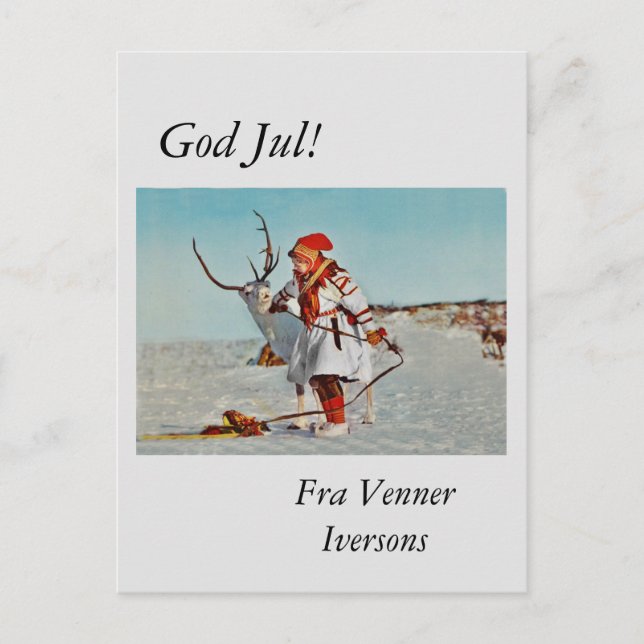Postal Niño con reno (Anverso)
