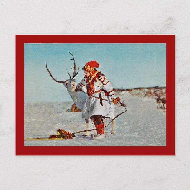 Postal Niño con reno (Anverso)