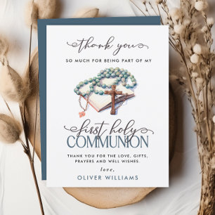Postal Niño de acuarela Primera Comunión Gracias