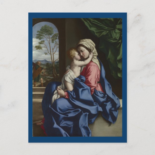 Postal Niño de Cristo abrazando a su madre (Anverso)