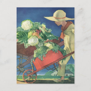 Postal Niño de época, jardín orgánico; Jardín de la Victo