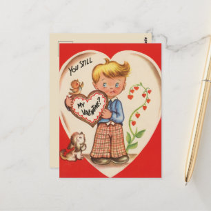 Postal Niño de San Valentín retro lindo