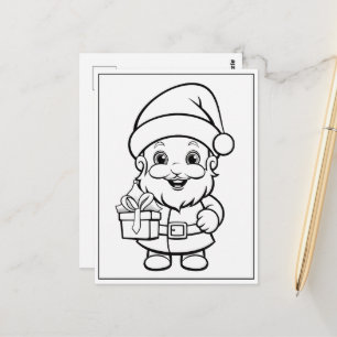 Postal niño de Santa festivo para colorear