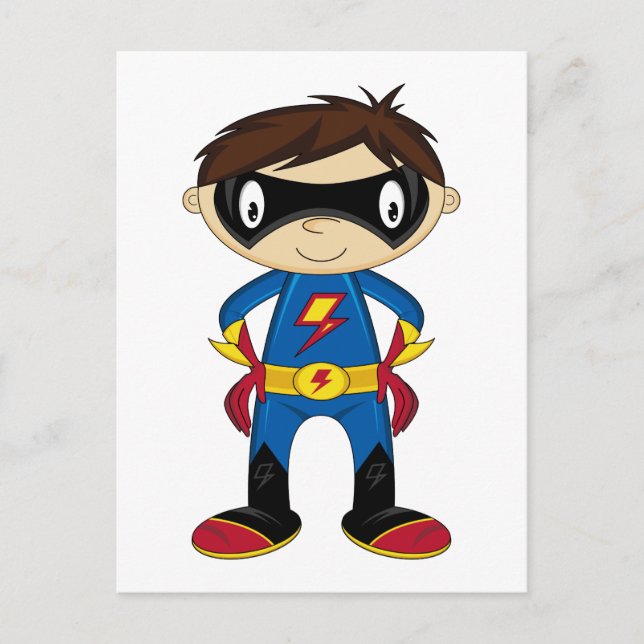 Postal Niño de superhéroe lindo (Anverso)