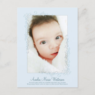 Postal Niño del anuncio de nacimiento azul