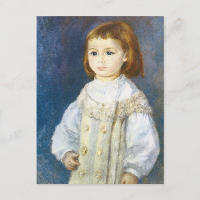 Postal Niño en blanco por Pierre Auguste Renoir (Anverso)