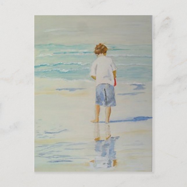 Postal niño en la playa (Anverso)