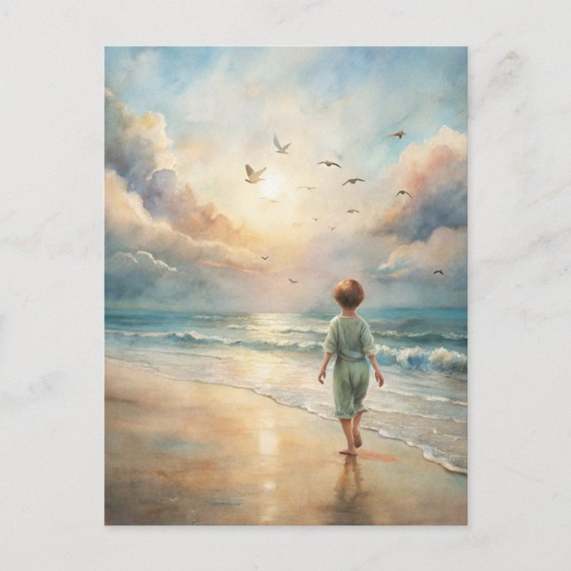Postal Niño en la playa (Anverso)
