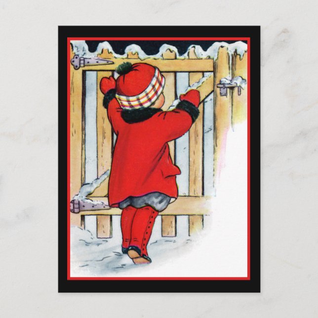 Postal Niño en la puerta (Anverso)