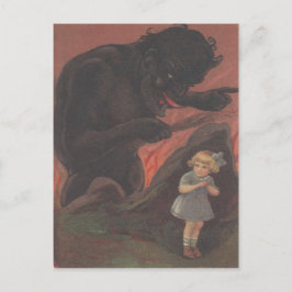 Postal Niño escondiéndose de Krampus