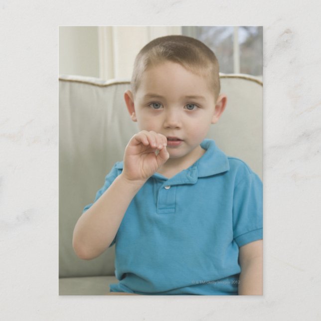 Postal Niño firmando la letra 'O' en cartel estadounidens (Anverso)