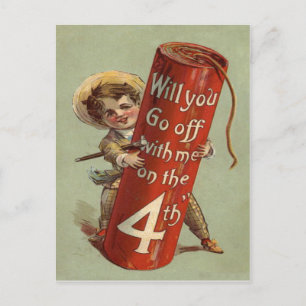 Postal Niño Fuegos Artificiales Petardo Cerilla