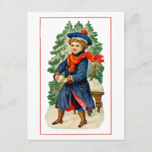 Postal Niño haciendo bola de nieve