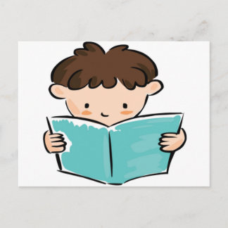 Postal Niño leyendo un libro