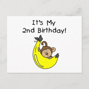 Postal Niño Mono en Banana Segundo Cumpleaños