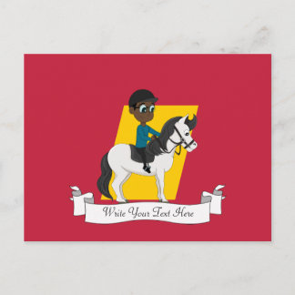Postal Niño montando un personalizado de caballos