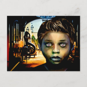 Postal niño negro lobo en Nueva Orleans Arte original