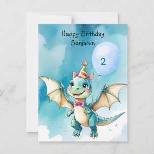 Postal Niño niño niño feliz cumpleaños de dinosaurio lind