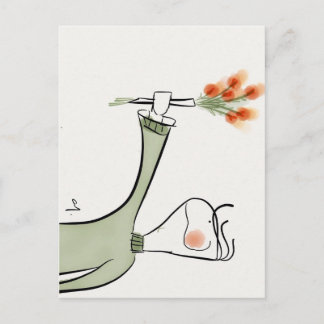 Postal Niño ofreciendo flores