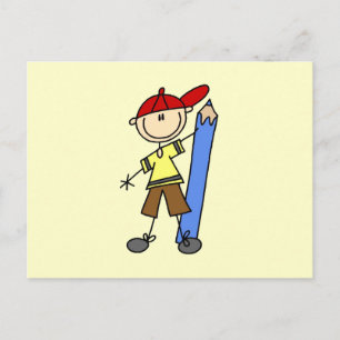 Postal Niño Palo Con Lápiz