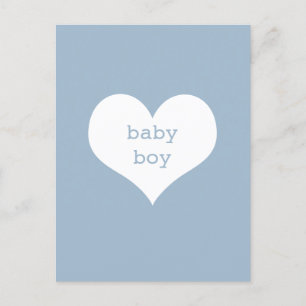 Postal Niño Pastel Corazón Azul y Blanco