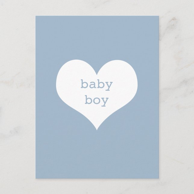 Postal Niño Pastel Corazón Azul y Blanco (Anverso)