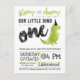 Postal Niño pequeño Dino primer cumpleaños tema de dinosa