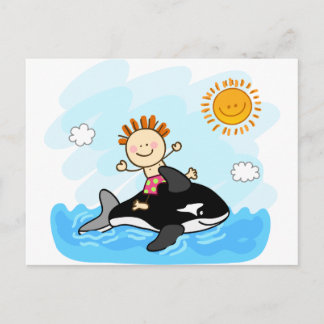 Postal niño pequeño feliz nadando en el personalizado del